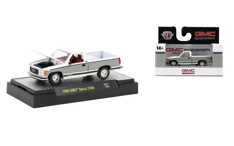 1:64 1988 Gmc Sierra 1500 -- Grey/White -- M2 Machines 1