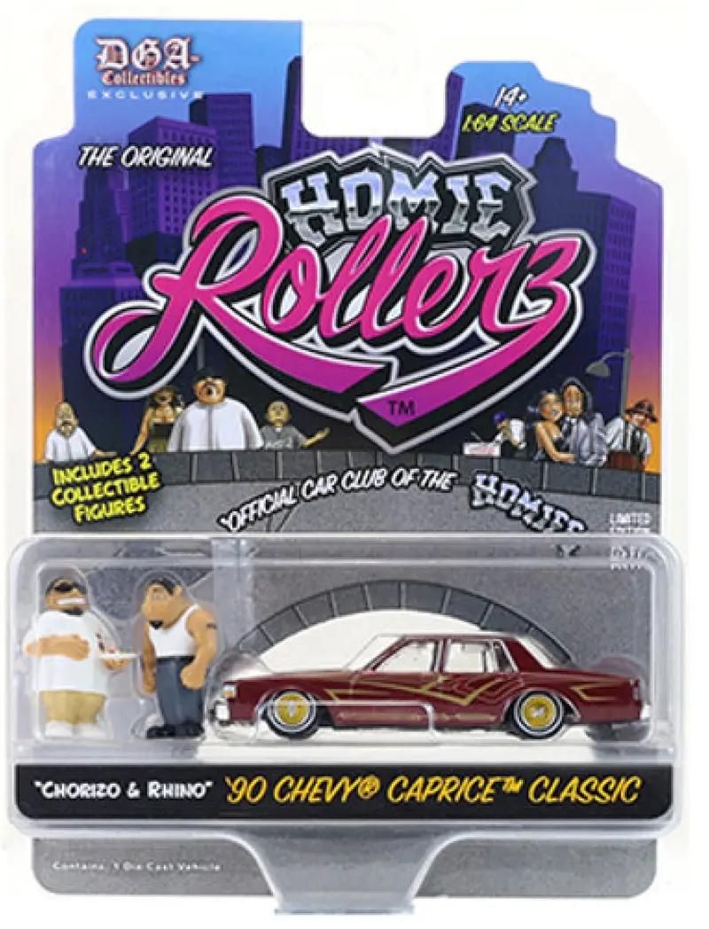 1:64 1990 Chevrolet Caprice - Maroon - Homie Rollerz Series 1 - Greenlight X Dga 1