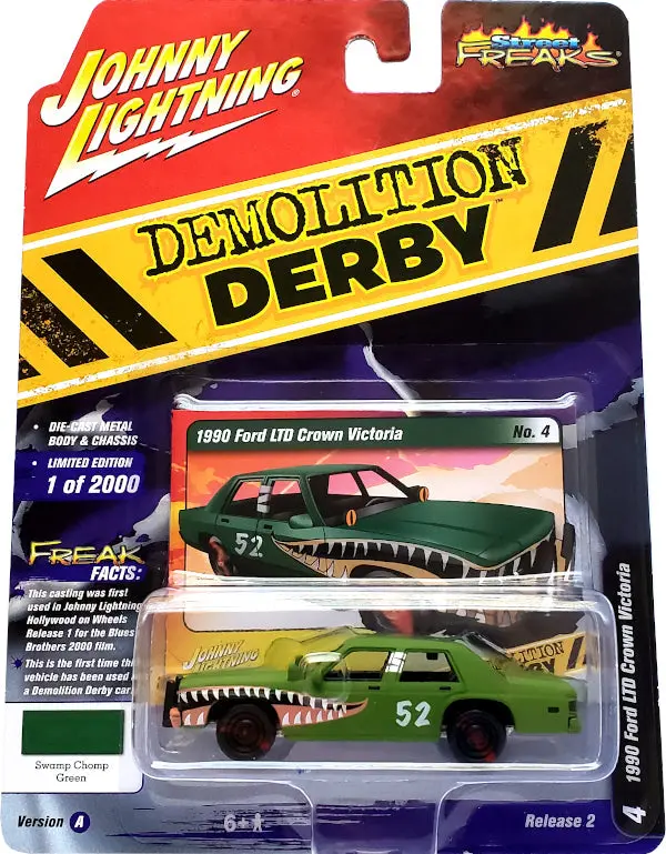 1:64 1990 Ford Ltd Crown Victoria -- Swamp Comp Green -- Johnny Lightning 1
