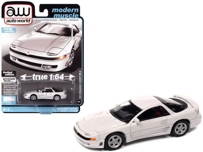 1:64 1991 Mitsubishi 3000Gt Vr-4 -- Glacier White -- Auto World 1