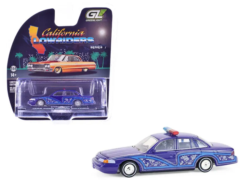 1:64 1992 Ford Crown Victoria - Blue -- Greenlight: California Lowriders 1