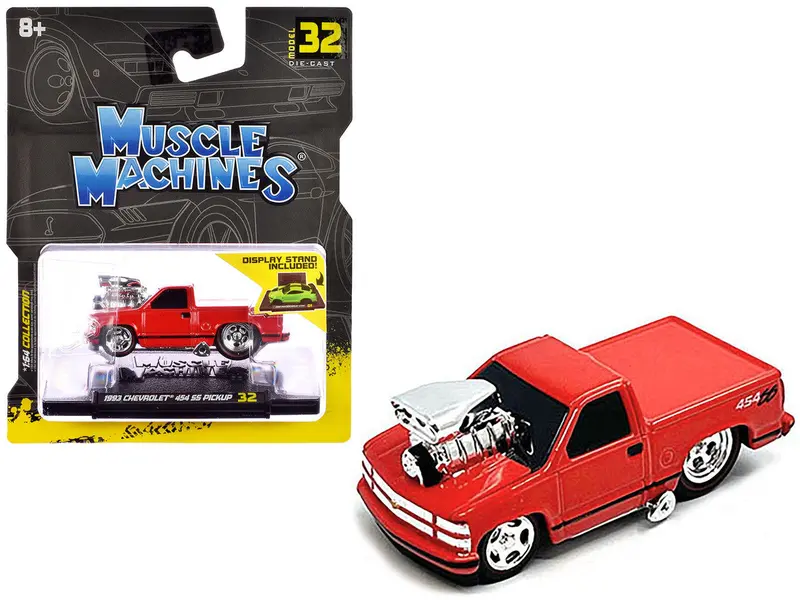 1:64 1993 Chevrolet 454 Ss Pickup -- Red -- Muscle Machines 1