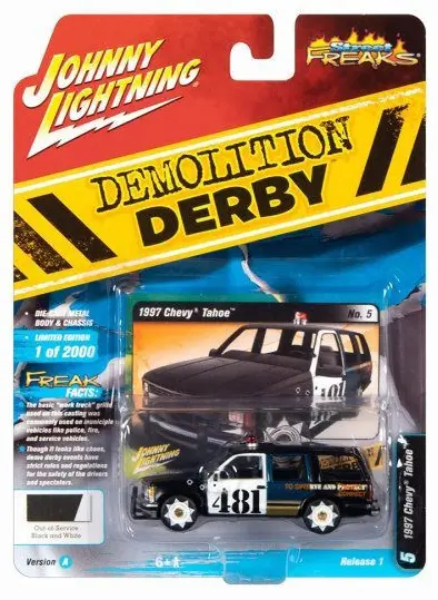 1:64 1997 Chevrolet Tahoe -- Out-Of-Service Black And White -- Johnny Lightning 1