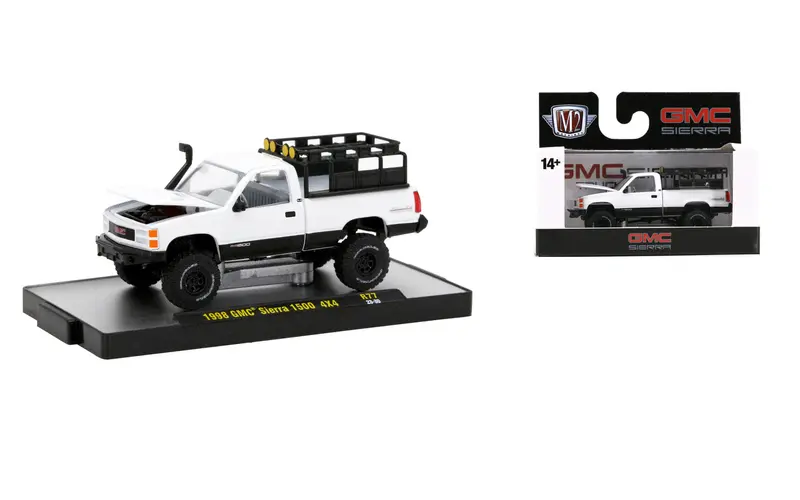 1:64 1998 Gmc Sierra 1500 4X4 -- Black/White -- M2 Machines Auto Thentics 77 1