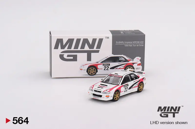 1:64 1999 Rally Tour De Corse -- #22 Subaru Impreza Wrc98 -- Mini Gt Mgt00564 1