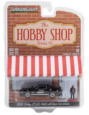 1:64 2010 Shelby Gt500 W/Race Car Driver -- #68 Black --  Greenlight 1