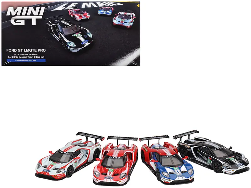 1:64 2019 Le Mans 24 Hrs -- Ford Gt Lmgte Pro 4-Car Set -- Mini Gt Mgts0010 1
