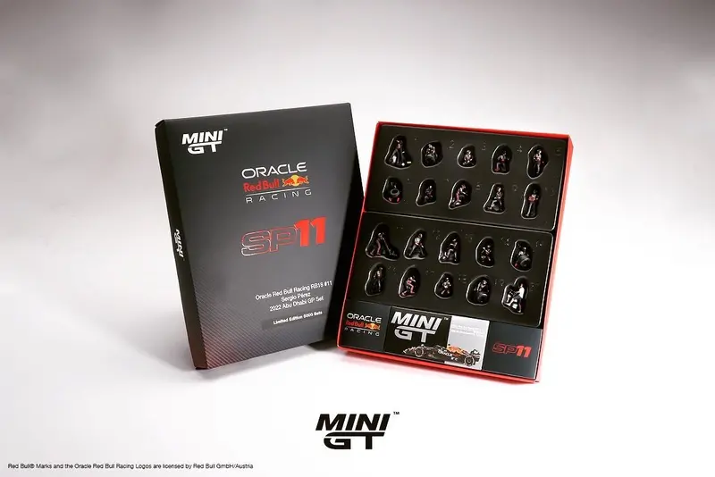 1:64 2022 Sergio Perez -- Abu Dhabi Rb18 W/20 Piece Pit Crew Set -- Mini Gt F1 1