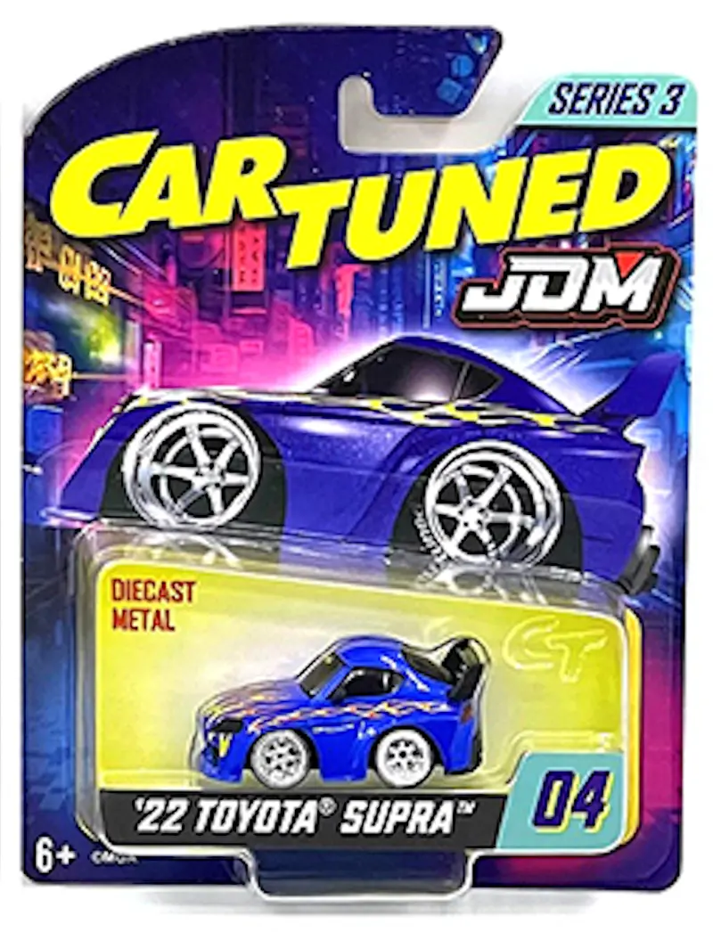 1:64 2022 Toyota Supra Gr -- Blue W/Flames -- Cartuned: Jdm Series 3 1