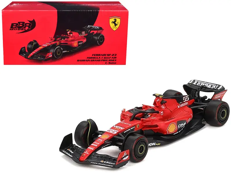 1:64 2023 Carlos Sainz -- Bahrain Gp -- #55 Ferrari Sf-23 -- Bbr F1 Bbrfer64015 1