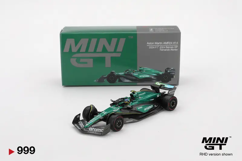 1:64 2024 Fernando Alonso - Bahrain Gp - #14 Aston Martin -- Mini Gt F1 Mgt00999 1