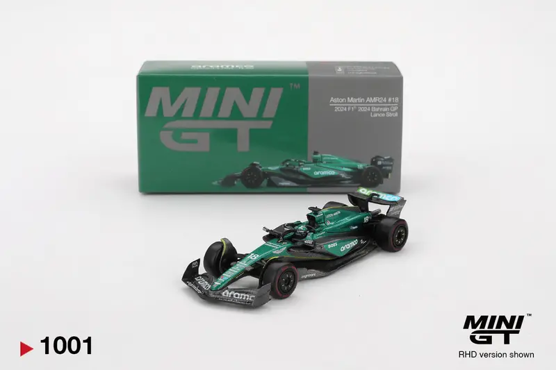 1:64 2024 Lance Stroll -- Bahrain Gp -- #18 Aston Martin -- Mini Gt F1 Mgt01001 1