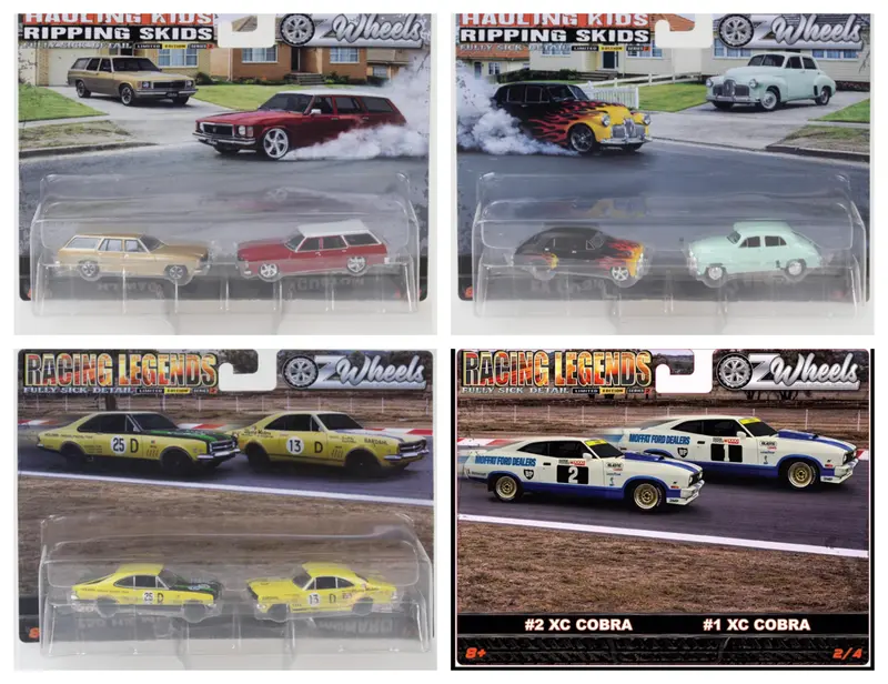 1:64 (4-Pack) Bathurst Legends / Hj & Fx Haulin Kids Twin Set -- Oz Wheels 1