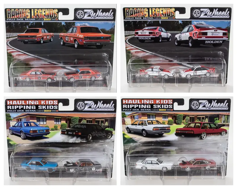1:64 (4-Pack) Bathurst Legends / Vl & Xd Haulin Kids Twin Set -- Oz Wheels 1