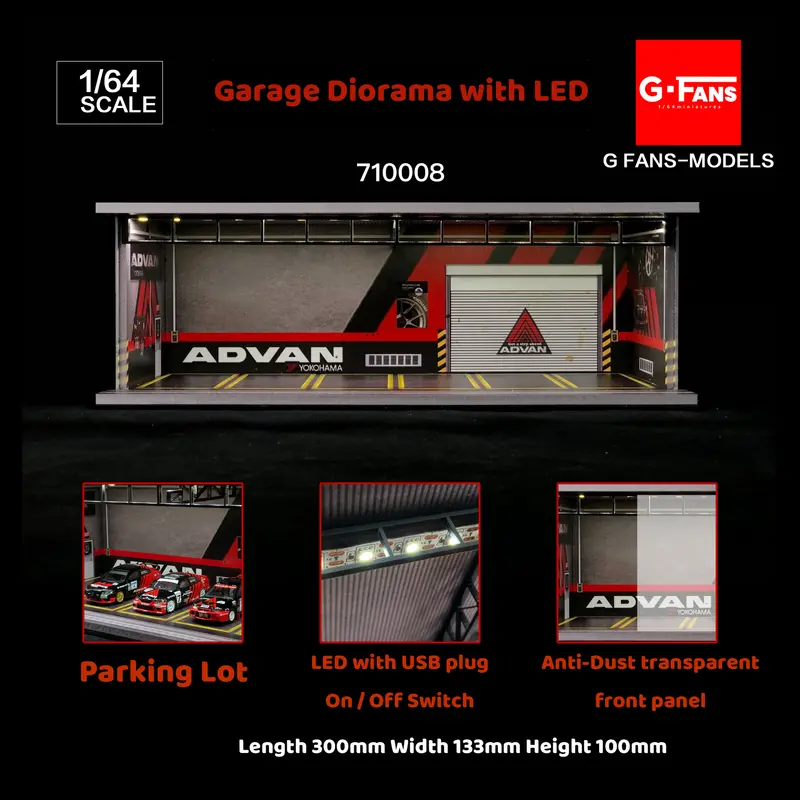 1:64 Advan Garage Diorama Display With Leds -- G-Fans 710008 1