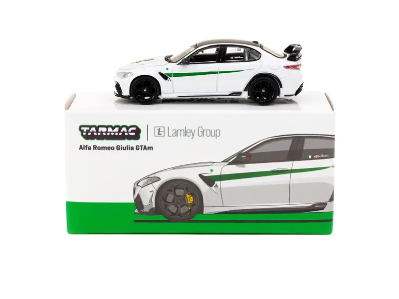 1:64 Alfa Romeo Giulia Gtam -- White W/Green Stripes -- Tarmac Works 1