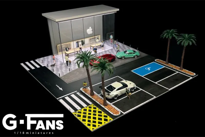 1:64 Apple Store Garage Diorama Display With Leds -- G-Fans 710032 1