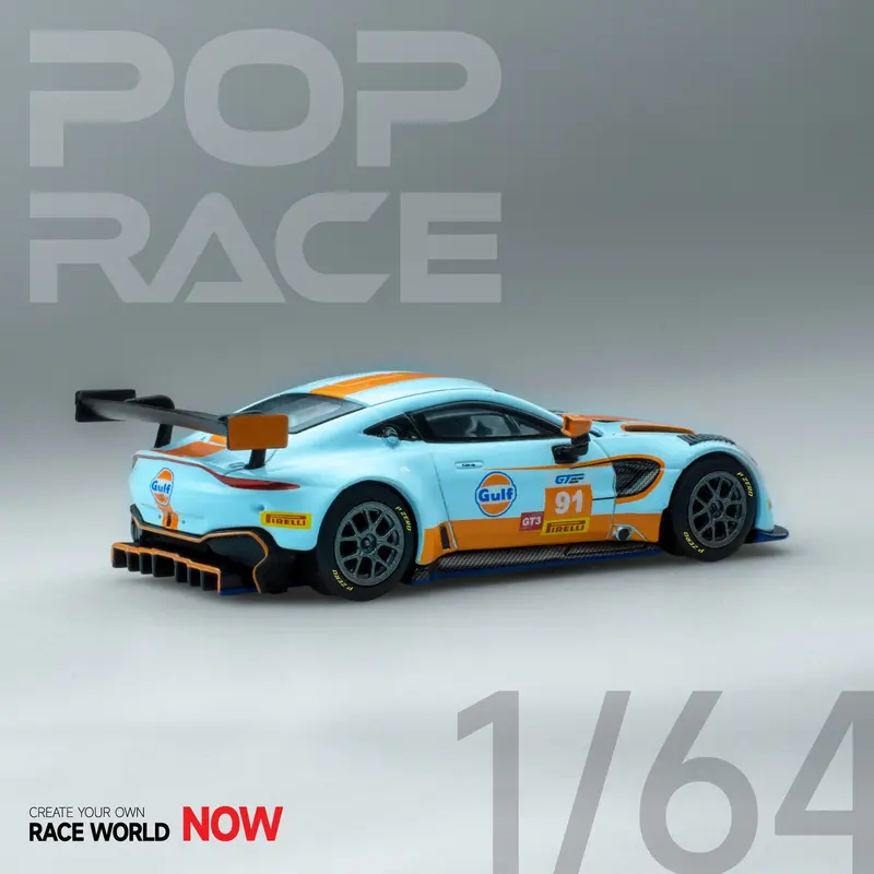 1:64 Aston Martin Vantage Gt3 -- Gulf Oil Livery -- Pop Race 2