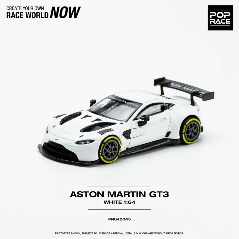 1:64 Aston Martin Vantage Gt3 -- White -- Pop Race 1
