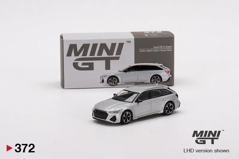 1:64 Audi Rs6 Avant Carbon Black Edition -- Florett Silver -- Mini Gt 1