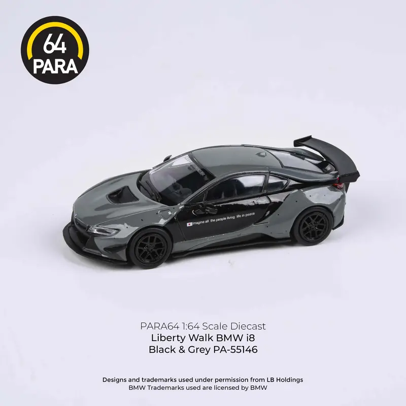 1:64 Bmw I8 Liberty Walk -- Black/Grey -- Para64 1