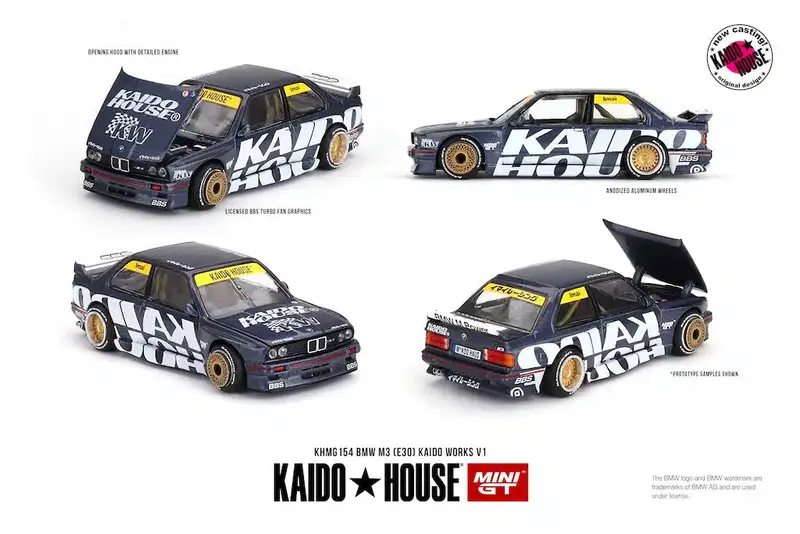1:64 Bmw M3 (E30) Kaido Works V1 - Navy -- Kaidohouse X Mini Gt Khmg154 1