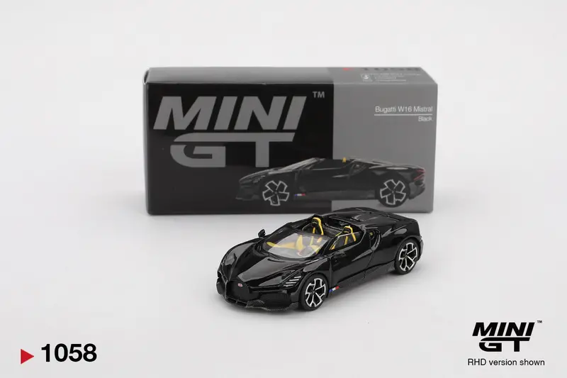 1:64 Bugatti W16 Mistral -- Black -- Mini Gt Mgt01058 1