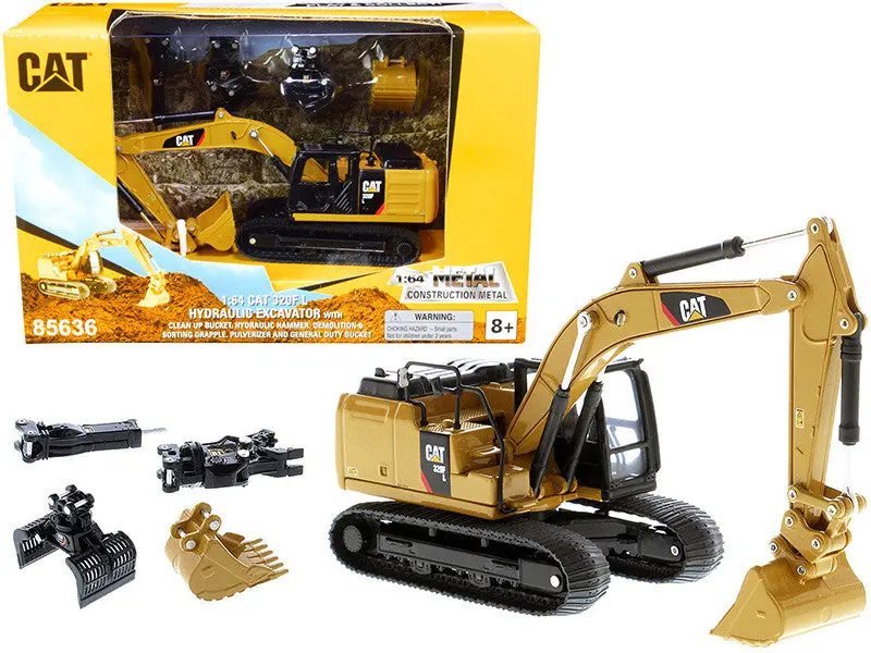 1:64 Cat 320F L Tracked Excavator W/Work Tools -- Diecast Masters Caterpillar 1