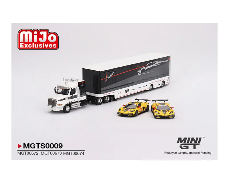 1:64 Chevrolet Corvette Racing Transporter Set -- Western Star Truck -- Mini Gt 1