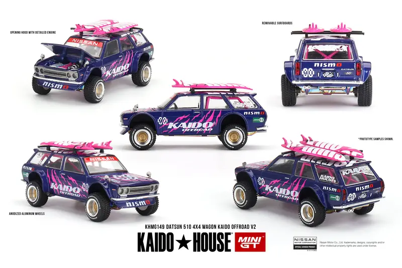 1:64 Datsun 510 4X4 Wagon Offroad V2 Purple -- Kaido House X Mini Gt Khmg149 1