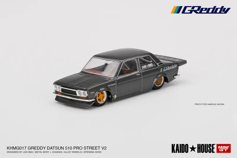 1:64 Datsun 510 Pro Street -- Greddy Gun Metal Grey -- Kaido House X Mini Gt 017 1