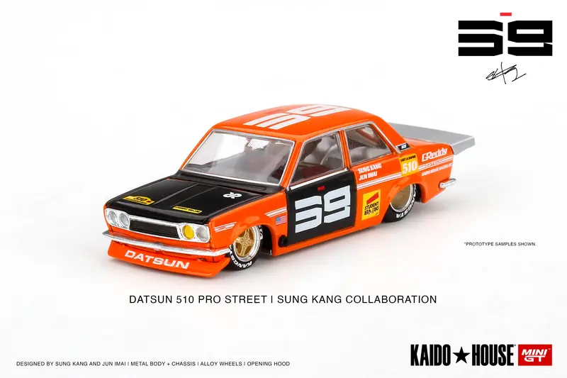 1:64 Datsun 510 Pro Street -- Sk510 Orange -- Kaido House X Mini Gt 1