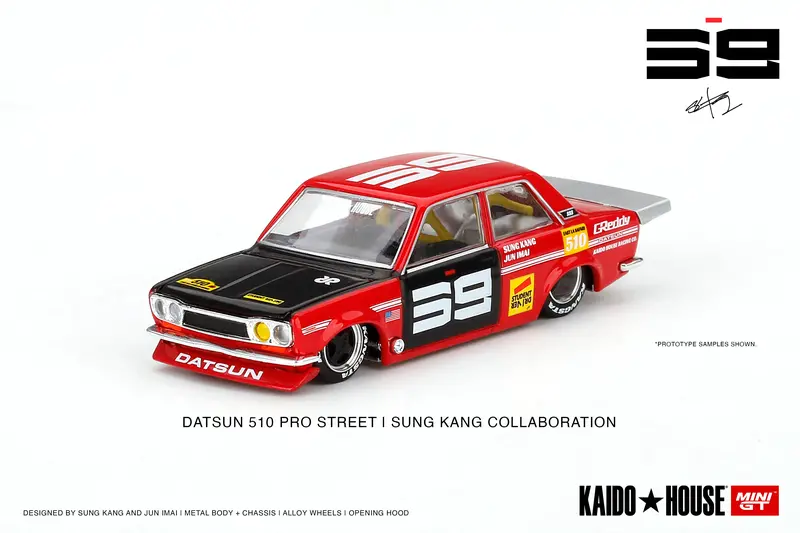 1:64 Datsun 510 Pro Street -- Sk510 Red -- Kaido House X Mini Gt 1