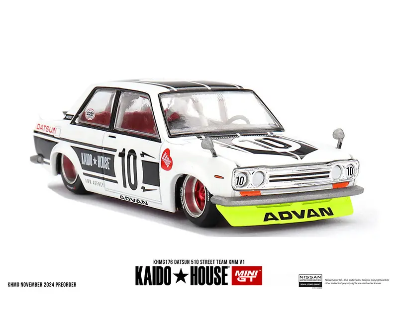 1:64 Datsun 510 Street Team Xmm V1 - #10 White -- Kaido House X Mini Gt Khmg176 1