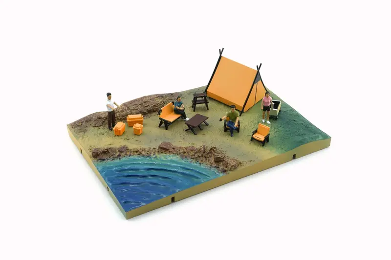 1:64 Diorama City -- Camp Site - Orange Tent -- Bm Creations 1
