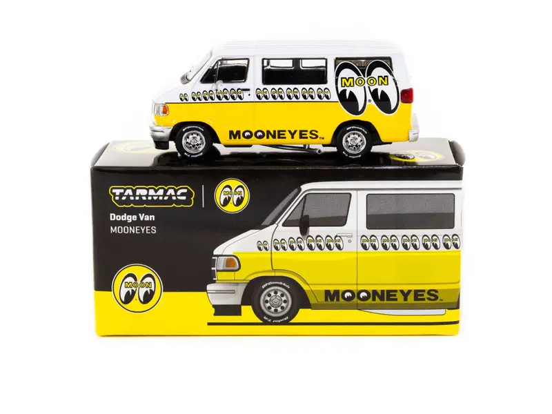 1:64 Dodge Van -- Mooneyes Moon Equipped Yellow/White -- Tarmac Works 1