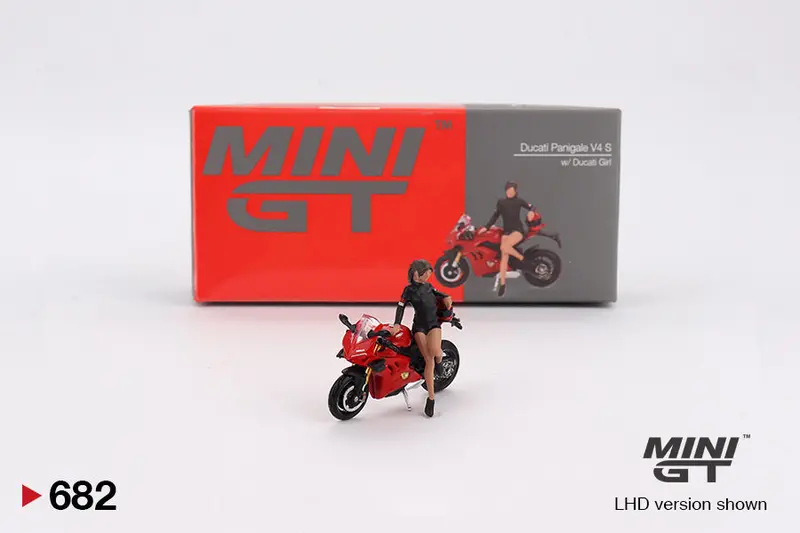 1:64 Ducati Panigale V4 S W/ Ducati Girl -- Red -- Mini Gt Mgt00682 1