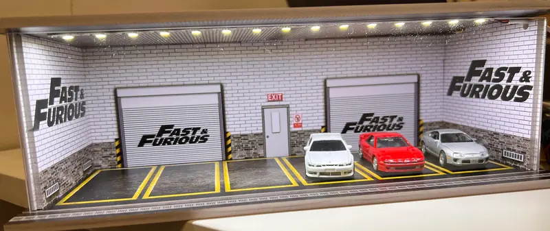 1:64 Fast & Furious Garage Diorama Display With Leds -- G-Fans 710004 1