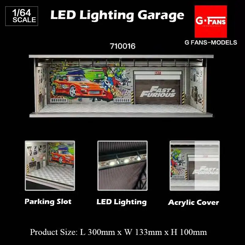 1:64 Fast & Furious Garage Diorama Display With Leds -- G-Fans 710016 1
