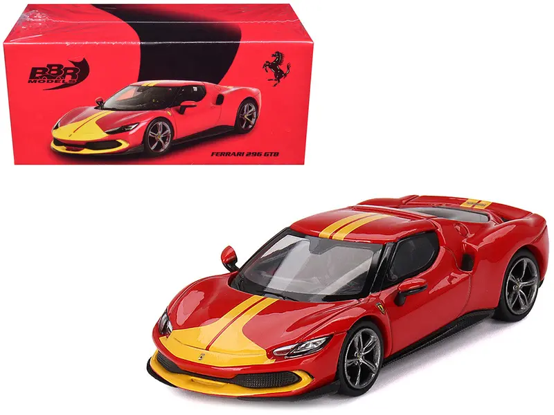 1:64 Ferrari 296 Gtb Assetto Fiorano -- Rosso Corsa (Red/Yellow) -- Bbr 1