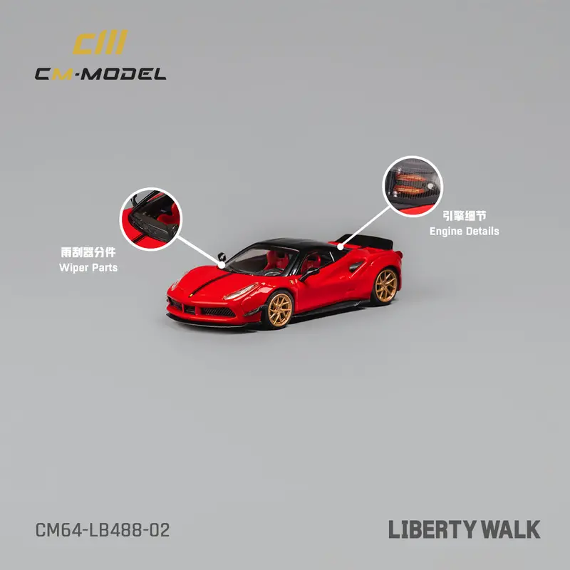 1:64 Ferrari 488 Lbwk Liberty Walk -- Red -- Cm-Model 1