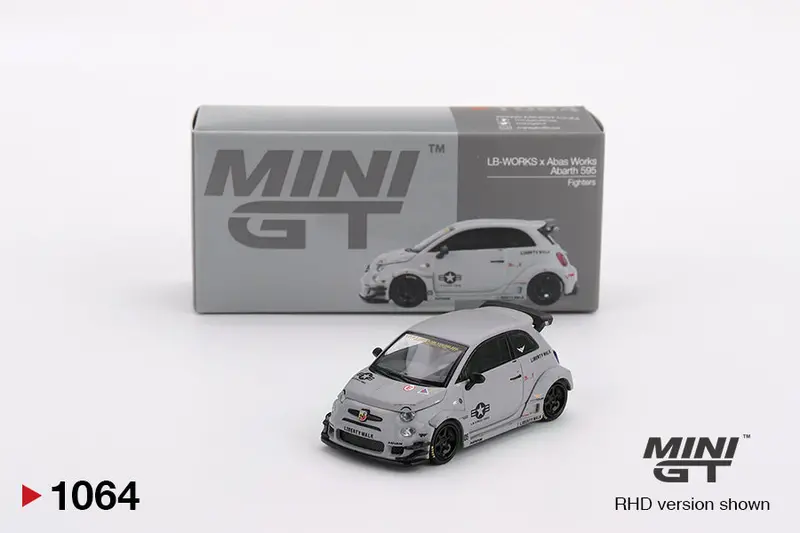 1:64 Fiat Abarth 595 Lb-Works X Abas Works -- Fighters Grey -- Mini Gt Mgt01064 1