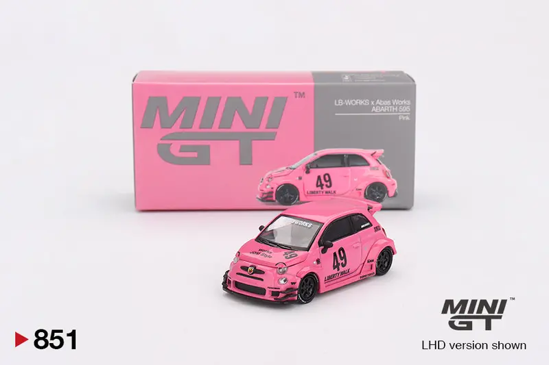 1:64 Fiat Abarth 595 Lb-Works X Abas Works -- Pink -- Mini Gt Mgt00851 1