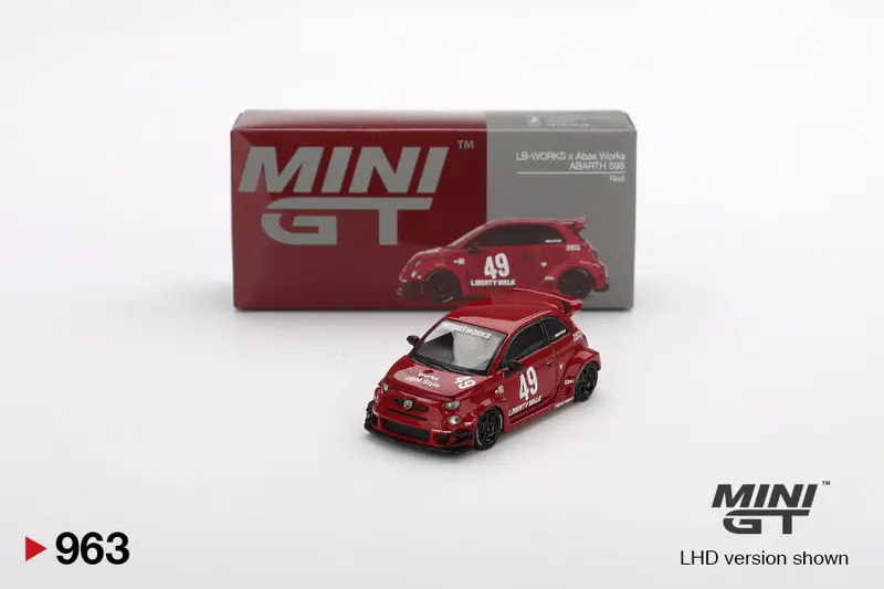 1:64 Fiat Abarth 595 Lb-Works X Abas Works -- Red -- Mini Gt Mgt00963 1
