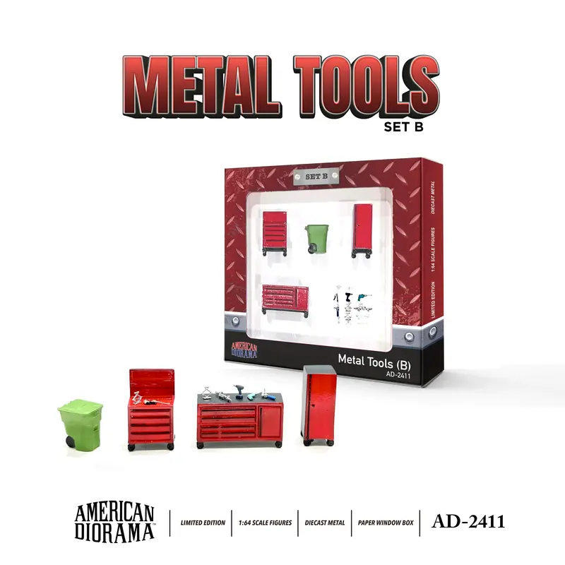 1:64 Figurine Set "Metal Tool - Set B" -- American Diorama Ad-2411 1