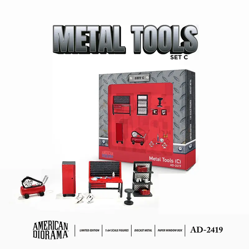 1:64 Figurine Set "Metal Tools - Set C" -- American Diorama Ad-2419 1