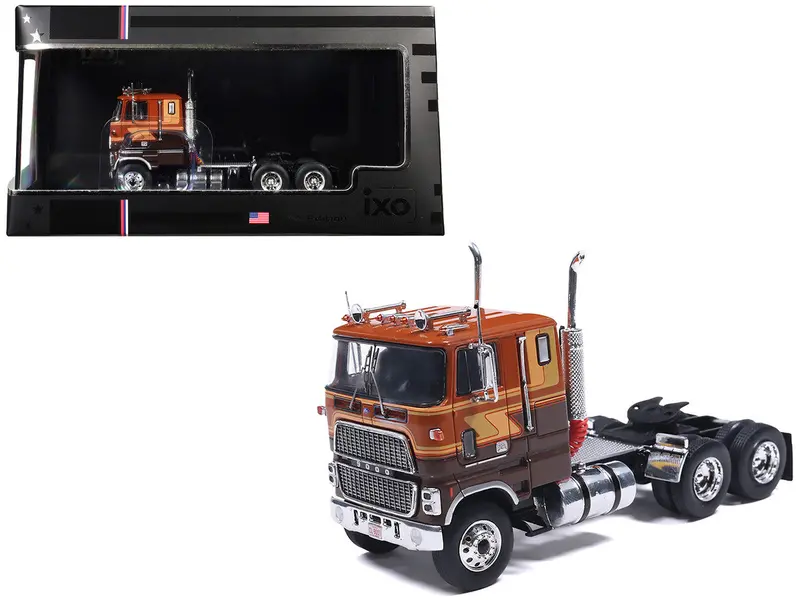 1:64 Ford Cl 9000 1976 -- Brown Two-Tone With Graphics -- Ixo Models Truck 1