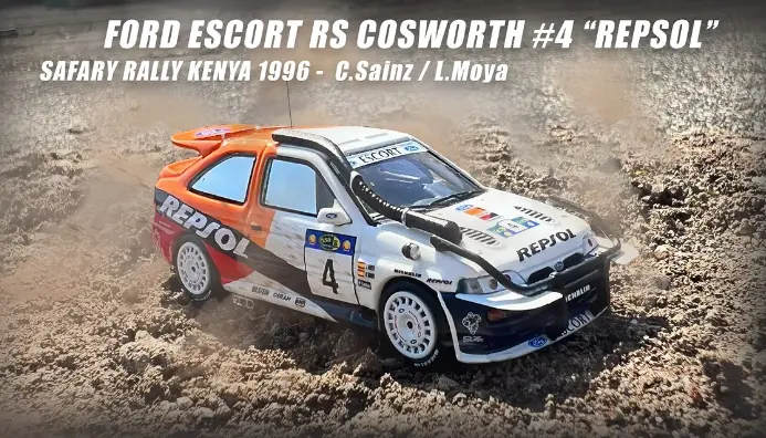 1:64 Ford Escort Rs Cosworth -- #4 Repsol Safari Rally Sainz/Moya -- Inno64 1
