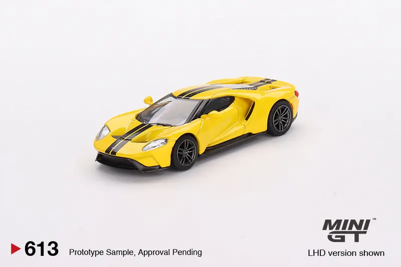 1:64 Ford Gt -- Triple Yellow W/Black Stripes -- Mini Gt Mgt00613 1