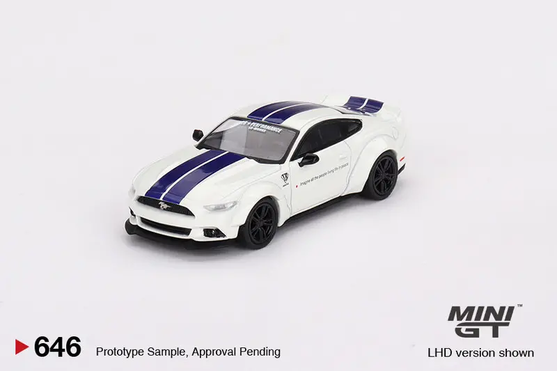 1:64 Ford Mustang Gt Lb-Works -- White W/Blue Stripes -- Mini Gt Mgt00646 1
